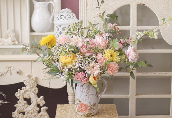 Artificial Floral for Living Room, Large Bunch of Romantic Flowers for Bedroom, Table Centerpiece, Beautiful Flower Arrangement Ideas for Interior Design-artworkcanvas