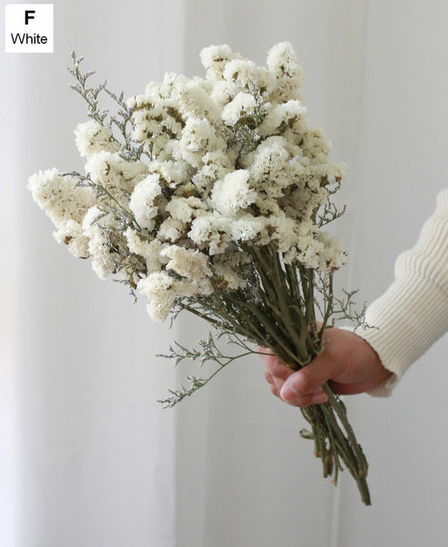 Dried Flowers, Flower Bunches, Dried Floral, A Bunch Dried Myosotis Flowers with Limoniums-artworkcanvas