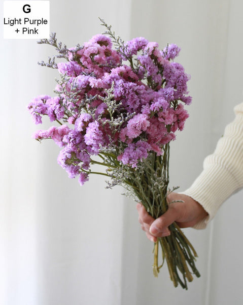 Dried Flowers, Flower Bunches, Dried Floral, A Bunch Dried Myosotis Flowers with Limoniums-artworkcanvas