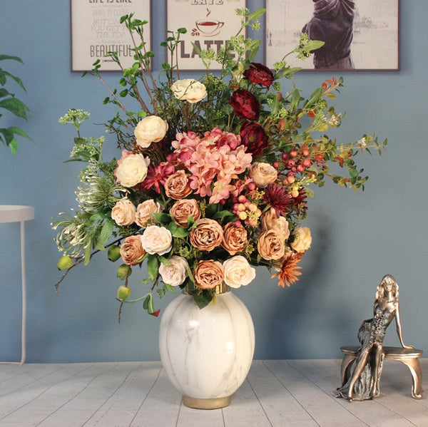 Amazing Artificial Floral Arrangement for Bedroom, Modern Large Bunch of Flowers Arrangement Interior Design, Creative Faux Silk Floral Bouquet Table Centerpiece-artworkcanvas