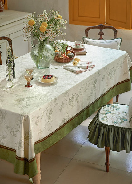 Spring Green Flower Table Covers, Large Modern Rectangle Tablecloth for Dining Table for Round Table, Farmhouse Table Cloth for Oval Table, Square Tablecloth for Kitchen-artworkcanvas
