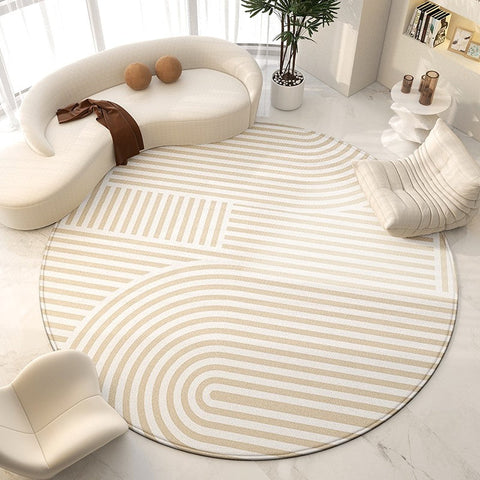 Living Room Contemporary Modern Rugs, Modern Area Rugs for Bedroom, Geometric Round Rugs for Dining Room, Circular Modern Rugs under Chairs-artworkcanvas