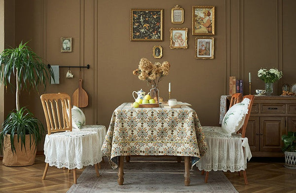 Spring Flower Pattern Tablecloth for Home Decoration, Extra Large Rectangle Tablecloth for Dining Room Table, Large Square Tablecloth for Round Table-artworkcanvas