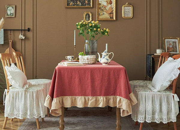 Square Tablecloth for Round Table, Red Modern Table Cloth, Ramie Tablecloth for Home Decoration, Extra Large Rectangle Tablecloth for Dining Room Table-artworkcanvas