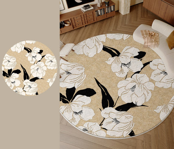 Bedroom Abstract Modern Area Rugs, Circular Modern Rugs under Chairs, Geometric Round Rugs for Dining Room, Contemporary Modern Rug for Living Room-artworkcanvas