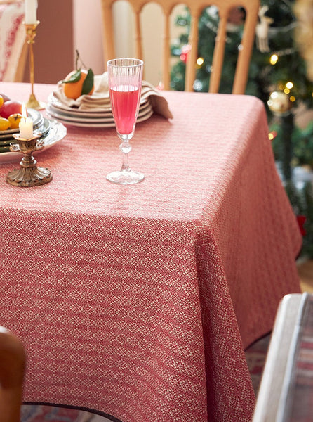 Simple Modern Rectangle Tablecloth for Dining Room Table, Knitted Plaid Embroidery Farmhouse Table Cloth, Square Tablecloth for Round Table-artworkcanvas