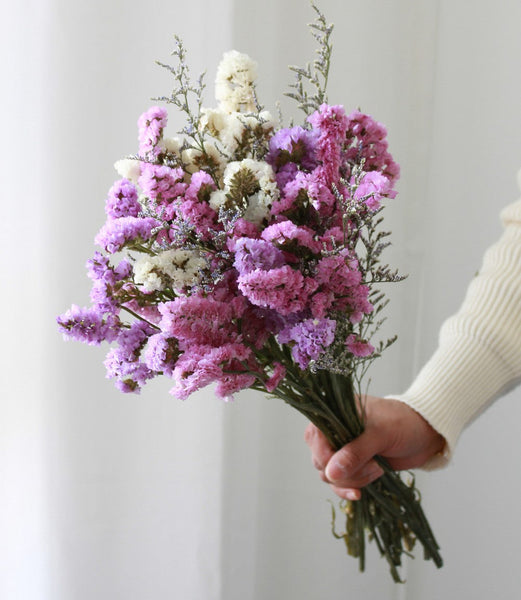 Dried Flowers, Flower Bunches, Dried Floral, A Bunch Dried Myosotis Flowers with Limoniums-artworkcanvas