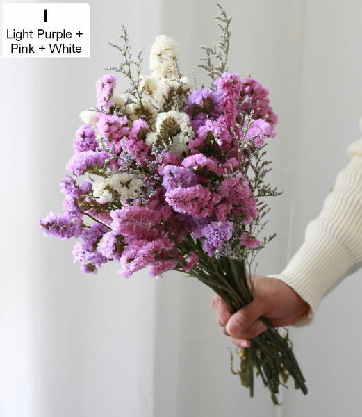 Dried Flowers, Flower Bunches, Dried Floral, A Bunch Dried Myosotis Flowers with Limoniums-artworkcanvas