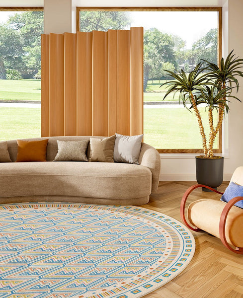 Abstract Contemporary Round Rugs for Dining Room, Circular Modern Rugs for Bathroom, Geometric Modern Rug Ideas for Living Room, Modern Rugs for Children's Room-artworkcanvas