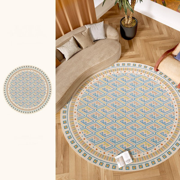 Abstract Contemporary Round Rugs for Dining Room, Circular Modern Rugs for Bathroom, Geometric Modern Rug Ideas for Living Room, Modern Rugs for Children's Room-artworkcanvas
