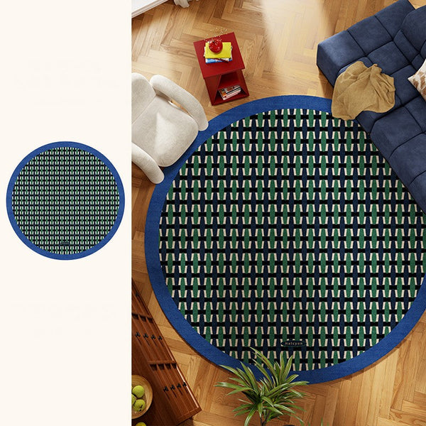 Abstract Contemporary Round Rugs under Chairs, Mid Century Circular Rugs for Bedroom, Modern Rugs for Dining Room, Geometric Modern Rugs for Living Room-artworkcanvas