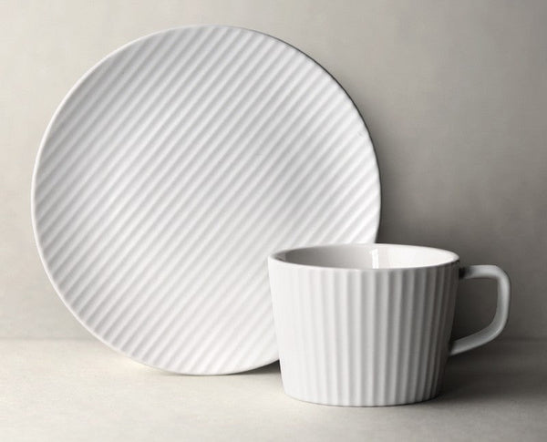 Unique White Tea Cup, Modern Handmade Pottery Coffee Cup, Creative White Ceramic Coffee Cup with Saucer, White Tea Cup for Afternoon Tea-artworkcanvas