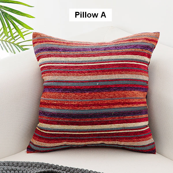 Oriental Throw Pillow for Couch, Bohemian Decorative Sofa Pillows, Geometric Pattern Chenille Throw Pillows-artworkcanvas