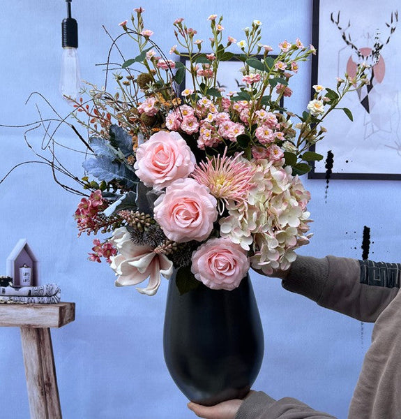 Simple Modern Artificial Floral Arrangement for Bedroom, Large Bunch of Autumn Flowers Arrangement Interior Design, Beautiful Faux Silk Floral Bouquet Table Centerpiece-artworkcanvas