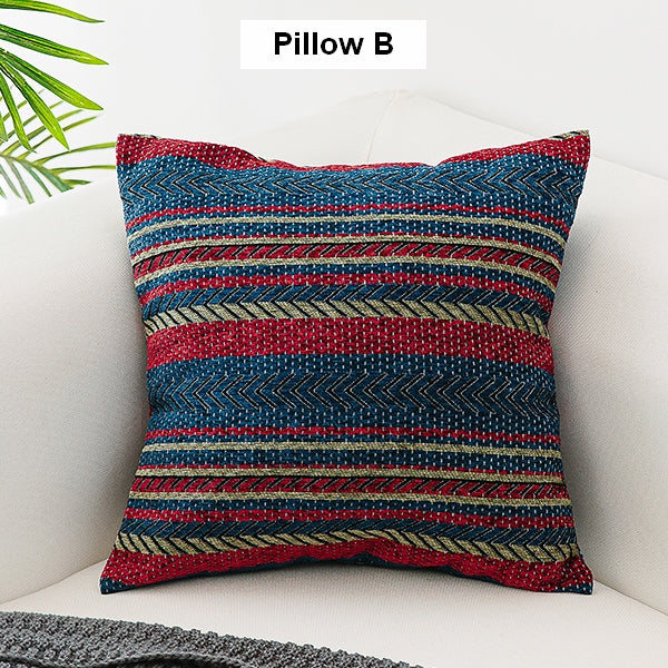Unique Bohemian Decorative Sofa Pillows, Extra Large Geometric Pattern Chenille Throw Pillows, Oriental Throw Pillow for Couch-artworkcanvas