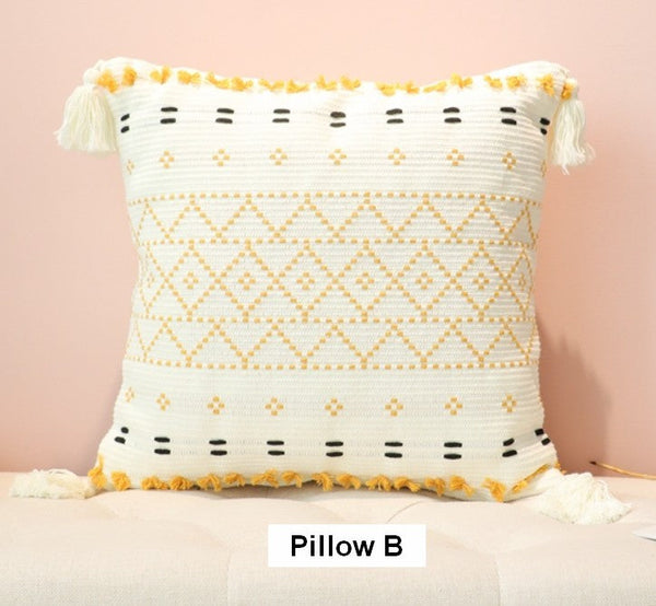 Square Pillows for Couch, Contemporary Modern Pillow Covers, Oriental Decorative Throw Pillows for Bedroom, Bohemian Decorative Sofa Pillows-artworkcanvas