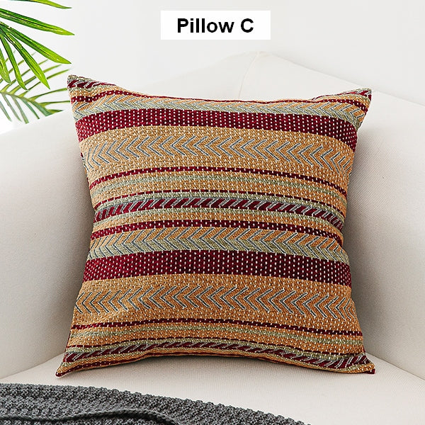 Unique Bohemian Decorative Sofa Pillows, Extra Large Geometric Pattern Chenille Throw Pillows, Oriental Throw Pillow for Couch-artworkcanvas