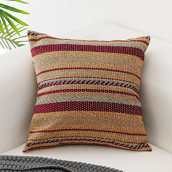 Oriental Throw Pillow for Couch, Bohemian Decorative Sofa Pillows, Geometric Pattern Chenille Throw Pillows-artworkcanvas