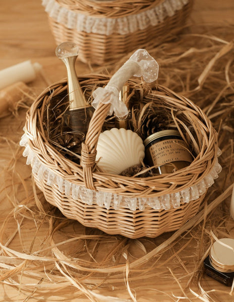 Storage Basket for Kitchen, Picnic Storage Basket with Handle, Hand-woven Wicker Storage Basket, Natural Fruit Basket, Willow Weaving Baskets for Shelves-artworkcanvas