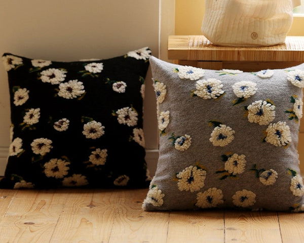 Square Modern Throw Pillows for Couch, Contemporary Modern Sofa Pillows, Flower Decorative Pillow Covers, Decorative Pillows for Bedroom-artworkcanvas