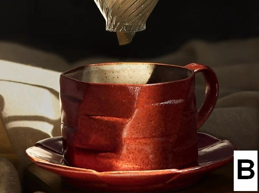 Unique Tea Cup and Saucer, Modern Handmade Pottery Coffee Cup, Creative Ceramic Coffee Cup with Saucer, Tea Cup Set for Afternoon Tea-artworkcanvas