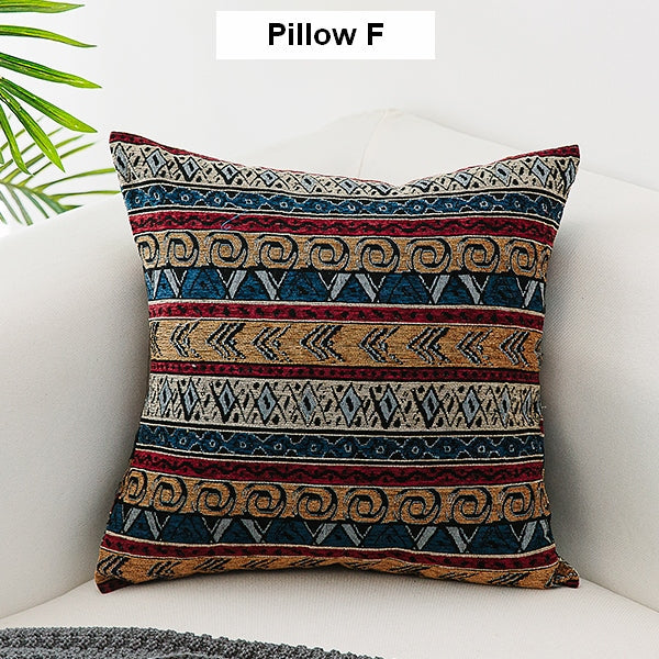 Unique Bohemian Decorative Sofa Pillows, Extra Large Geometric Pattern Chenille Throw Pillows, Oriental Throw Pillow for Couch-artworkcanvas