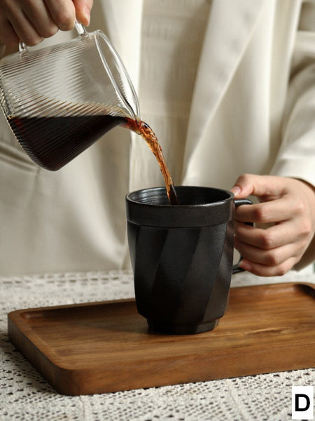 Unique Tea Cup, Large Capacity Coffee Mug with Cover, Large Modern Handmade Pottery Coffee Cup, Creative Brown Green Blue Black Ceramic Coffee Mugs-artworkcanvas