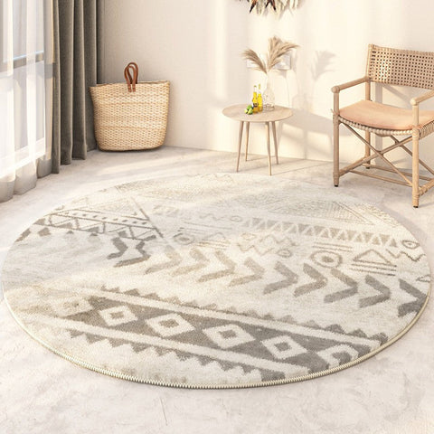 Geometric Modern Rugs for Bedroom, Modern Round Rugs under Coffee Table, Circular Modern Rugs under Sofa, Abstract Contemporary Round Rugs-artworkcanvas