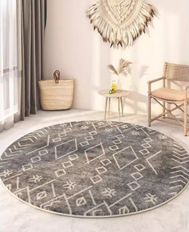 Geometric Modern Rugs for Bedroom, Circular Modern Rugs under Sofa, Modern Round Rugs under Coffee Table, Abstract Contemporary Round Rugs-artworkcanvas