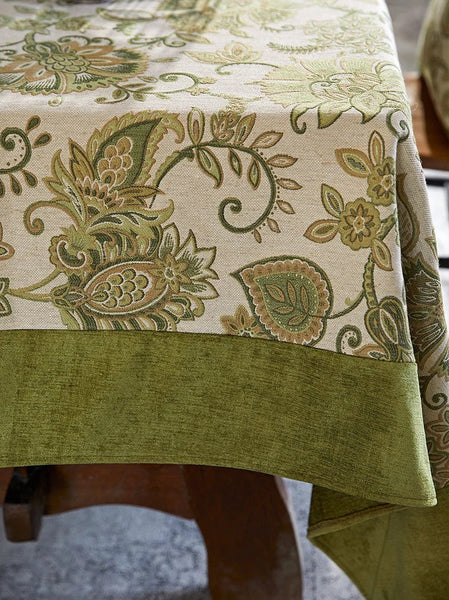 Table Cover for Dining Room Table, Flower Pattern Linen Tablecloth for Round Table, Modern Kitchen Table Cover, Simple Modern Rectangle Tablecloth Ideas for Oval Table-artworkcanvas