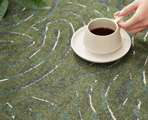 Bedroom Abstract Modern Area Rugs, Green Contemporary Modern Rugs, Geometric Round Rugs for Dining Room, Mid Century Round Modern Rugs under Chairs-artworkcanvas