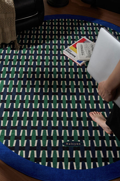 Abstract Contemporary Round Rugs under Chairs, Mid Century Circular Rugs for Bedroom, Modern Rugs for Dining Room, Geometric Modern Rugs for Living Room-artworkcanvas