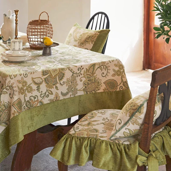 Table Cover for Dining Room Table, Flower Pattern Linen Tablecloth for Round Table, Modern Kitchen Table Cover, Simple Modern Rectangle Tablecloth Ideas for Oval Table-artworkcanvas