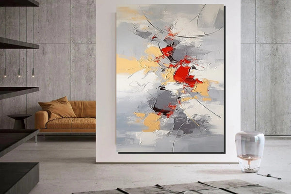 Large Canvas Painting for Office, Simple Modern Acrylic Paintings, Dining Room Canvas Painting, Contemporary Modern Artwork-artworkcanvas