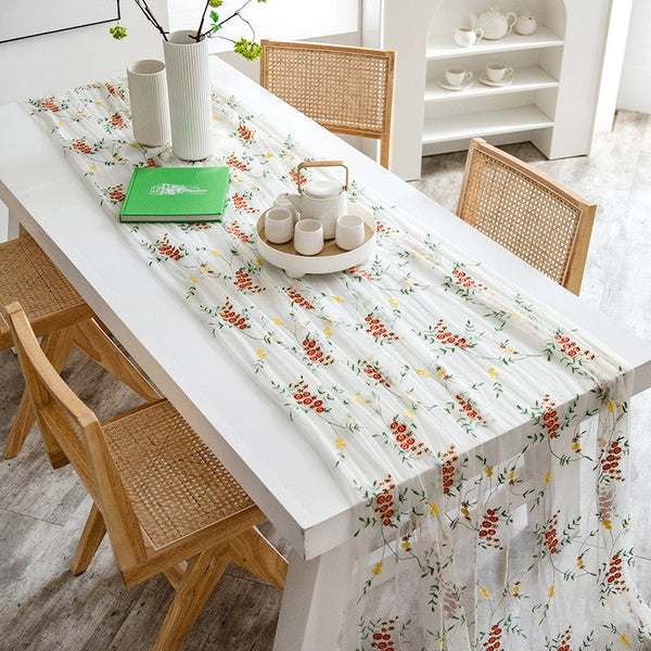 Spring Flower Rectangular Tablecloth for Oval Table, Extra Large Lace Tablecloths, Lace Embroidered Table Covers, Rectangular Table Covers for Coffee Table-artworkcanvas