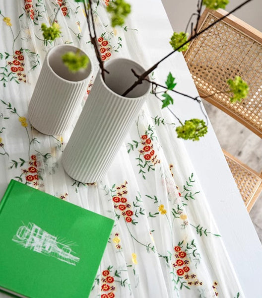 Spring Flower Rectangular Tablecloth for Oval Table, Extra Large Lace Tablecloths, Lace Embroidered Table Covers, Rectangular Table Covers for Coffee Table-artworkcanvas