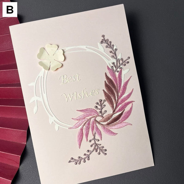 Best Wishes Embroidery Greeting Cards, Beautiful Greeting Cards to Friends, Creative Birthday Greeting Card, Original Handmade Embroidery Greeting Cards-artworkcanvas