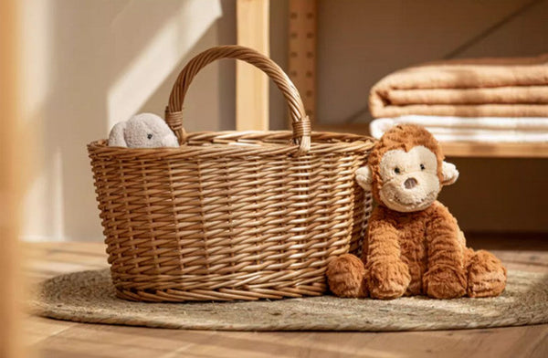 Small Picnic Storage Basket with Handle, Hand-woven Wicker Storage Basket, Willow Weaving Baskets for Vegetable, Natural Fruit Basket, Kitchen Storage Baskets-artworkcanvas