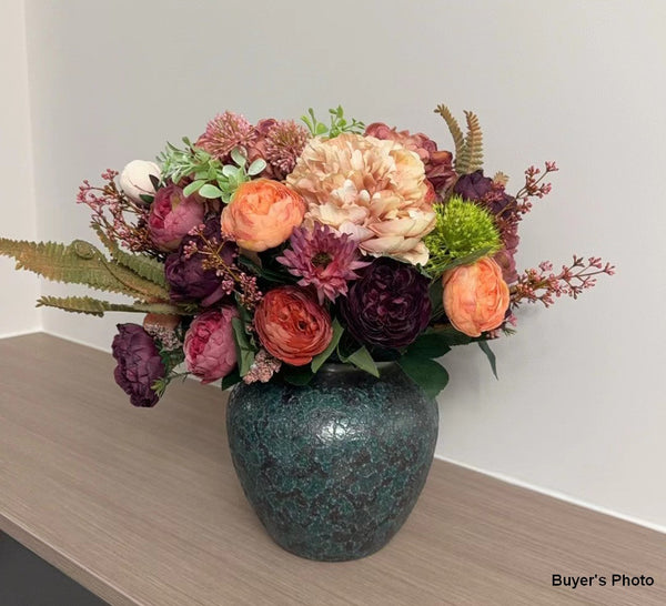 Amazing Artificial Floral Arrangement for Dining Room, Large Bunch of Autumn Flowers Arrangement, Peony Faux Silk Floral Bouquet Table Centerpiece-artworkcanvas