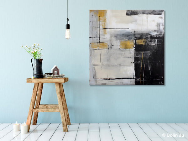 Simple Modern Original Artwork, Large Paintings for Bedroom, Abstract Landscape Painting on Canvas, Oversized Contemporary Wall Art Paintings-artworkcanvas