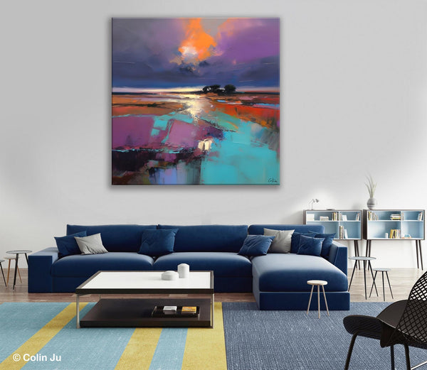 Canvas Painting for Living Room, Original Modern Wall Art Painting, Abstract Landscape Paintings, Oversized Contemporary Abstract Artwork-artworkcanvas