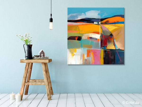 Acrylic Painting for Living Room, Contemporary Abstract Landscape Artwork, Oversized Wall Art Paintings, Original Modern Paintings on Canvas-artworkcanvas