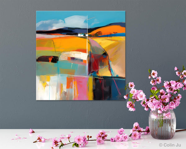 Acrylic Painting for Living Room, Contemporary Abstract Landscape Artwork, Oversized Wall Art Paintings, Original Modern Paintings on Canvas-artworkcanvas