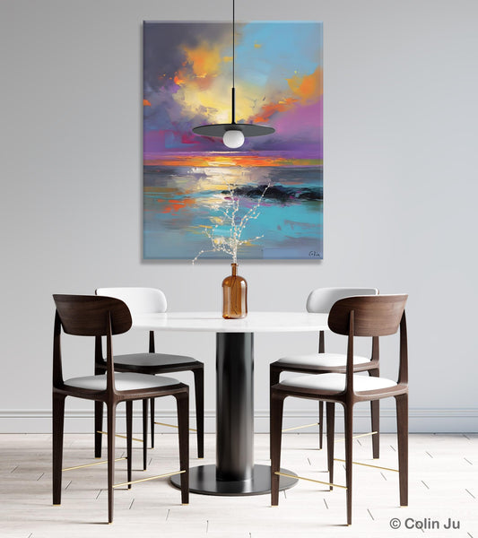 Oil Painting on Canvas, Extra Large Modern Wall Art, Landscape Canvas Paintings for Dining Room, Original Landscape Abstract Painting-artworkcanvas
