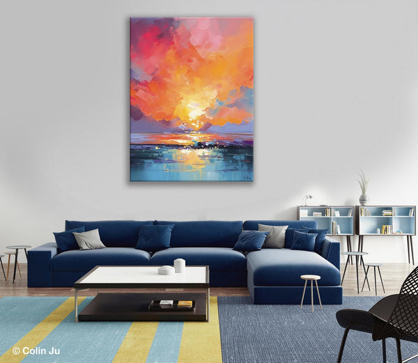 Palette Knife Canvas Art, Modern Landscape Paintings, Oversized Contemporary Canvas Paintings, Extra Large Canvas Painting for Living Room-artworkcanvas