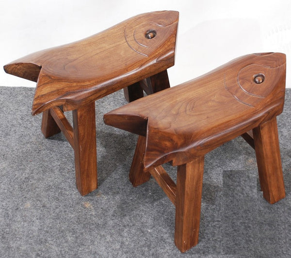 Solid Wood low Stool, Creative Shoe-changing Stool, Handmade Vintage Old Elm Wood Stool, Children's Wooden Stool, Sofa Stool, Dining Table Stool-artworkcanvas