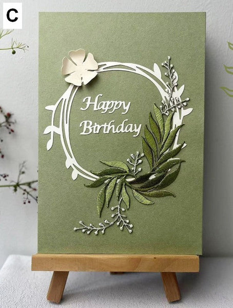 Beautiful Greeting Cards to Friends, Embroidery Greeting Cards, Creative Birthday Greeting Card, Original Handmade Embroidery Greeting Cards-artworkcanvas