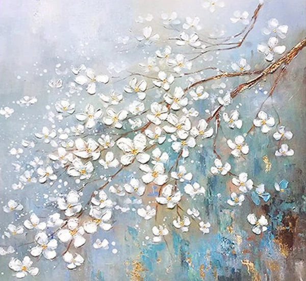 Abstract Flower Painting, Extra Large Abstract Paintings on Canvas, Hand Painted Abstract Painting, Bedroom Wall Art Ideas, Heavy Texture Painting-artworkcanvas