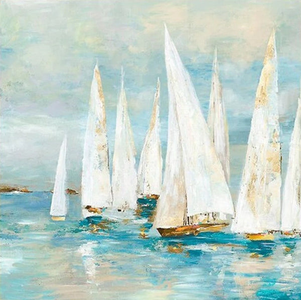 Sail Boat Painting, Hand Painted Abstract Painting, Abstract Landscape Painting, Extra Large Abstract Paintings on Canvas, Bedroom Wall Art Ideas-artworkcanvas