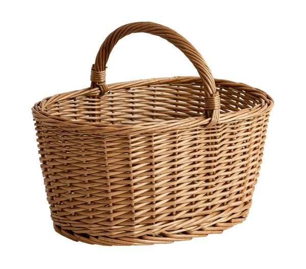 Small Picnic Storage Basket with Handle, Hand-woven Wicker Storage Basket, Willow Weaving Baskets for Vegetable, Natural Fruit Basket, Kitchen Storage Baskets-artworkcanvas